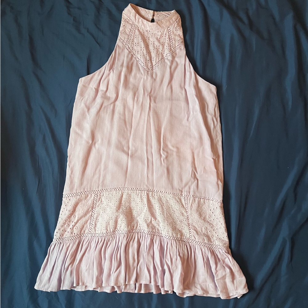 Lilac High neck Sleeveless Dress with Eyelet Details Size small